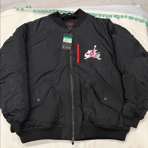 Nike Black Bomber Jacket with Red Accent